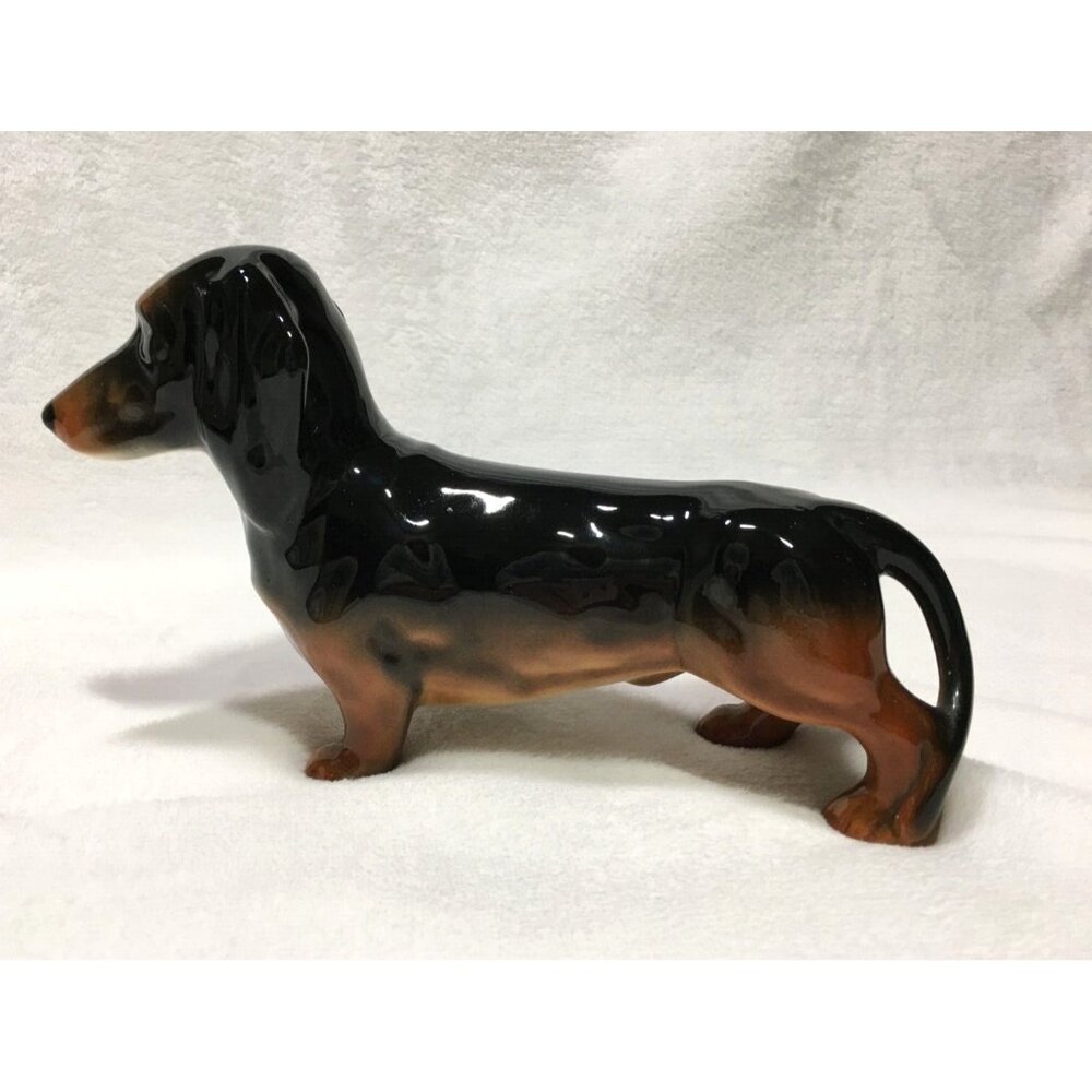 Vintage Beswick Dachshund Black Brown Male Doxie Wiener Dog 9" Figurine England